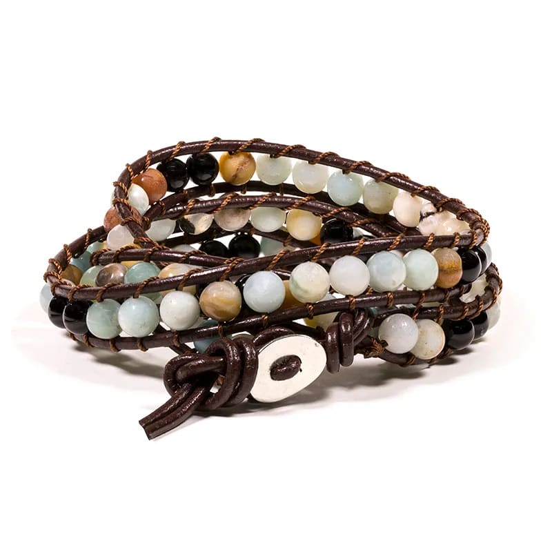 Armband Amazonit/schwarzer Achat