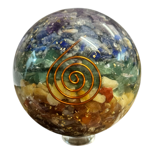 Orgonit Kugel 7 Chakren mit Kupferspirale 5,5 cm