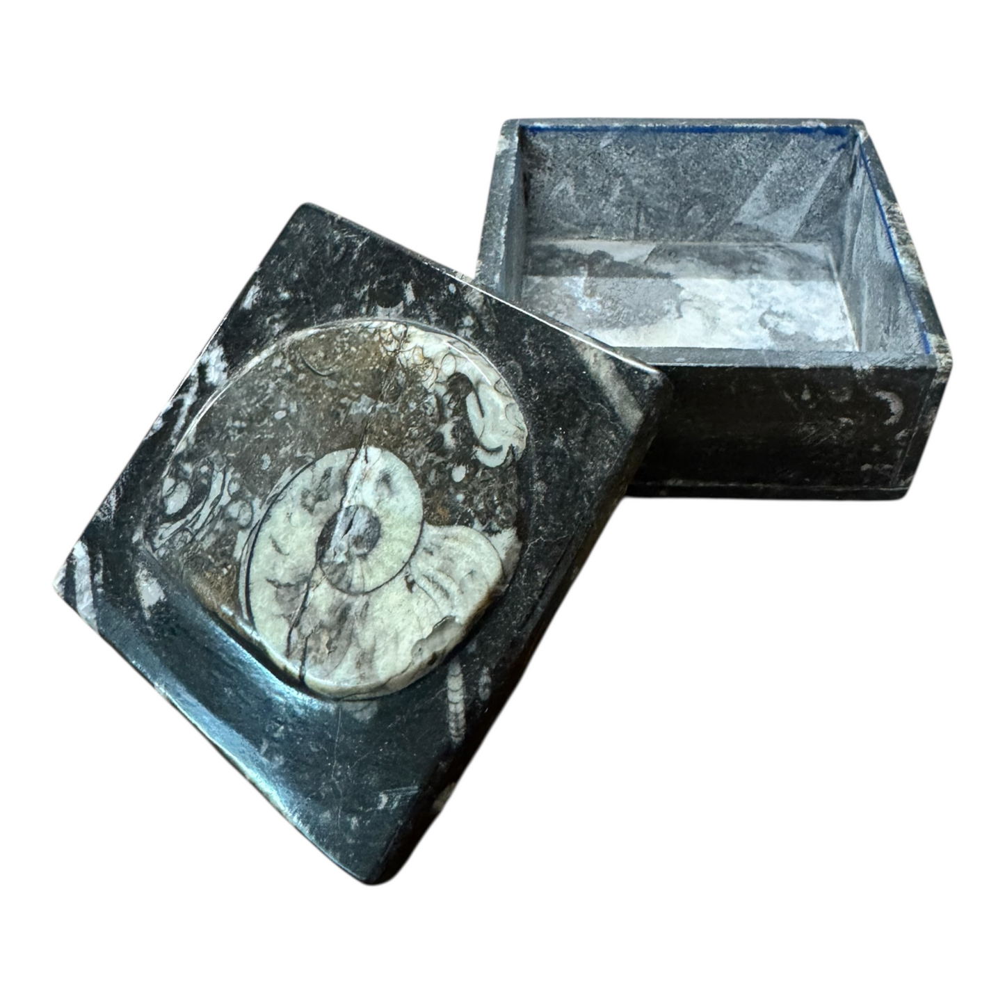 Fossilien Steinschatulle 9x9x5 cm